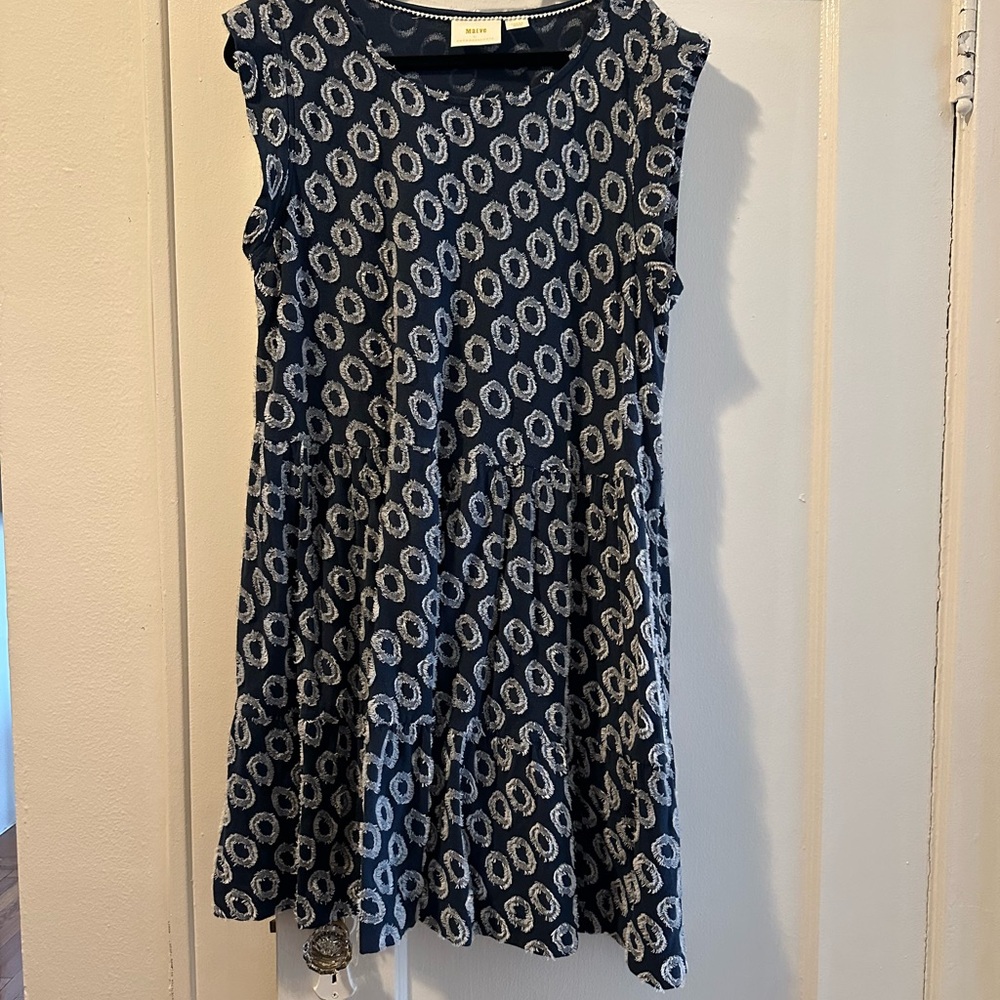 Maeve Blue Fit and Flare Sleeveless Mini Dress